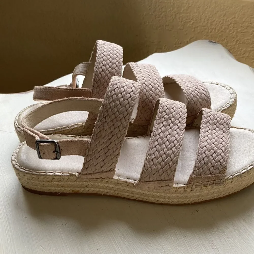 Nordstrom Caslon Braided Leather Espadrille Sandel Size 9.5